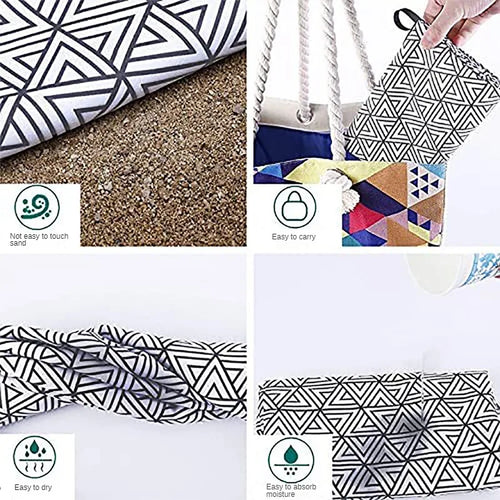Serviette de plage sechage rapide sans sable raye - vue 7 sur 7