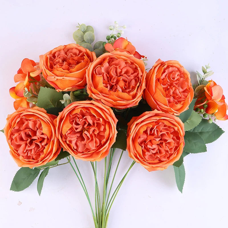 bouquet de roses artificielles en soie pour décoration intérieure - vue 12 sur 16