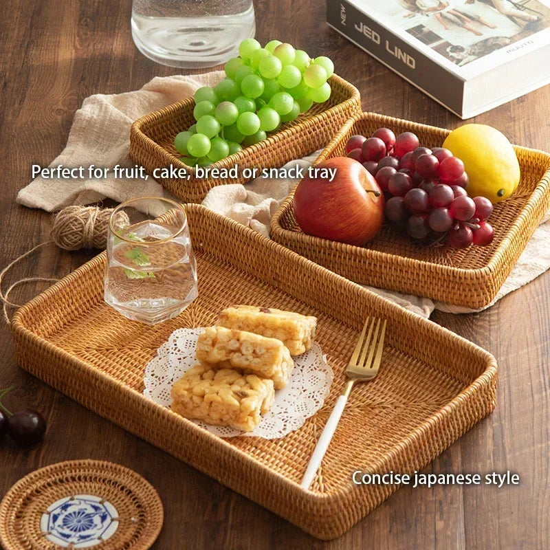 panier de rangement tissé à la main en rotin pour cuisine et pique-nique - vue 6 sur 22