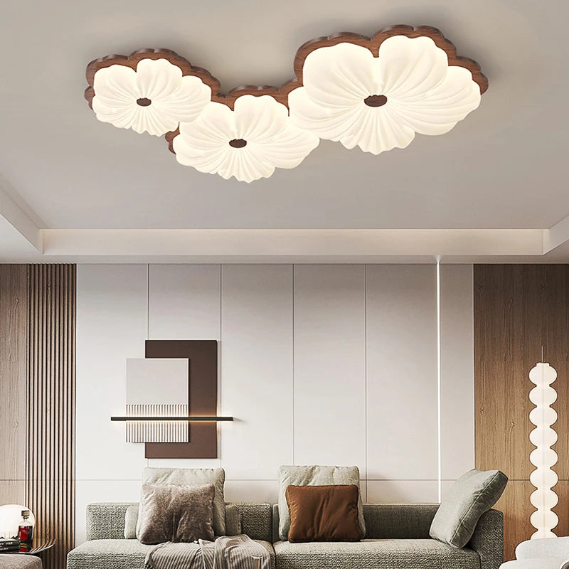 plafonnier moderne à fleurs en bois pour décoration intérieure