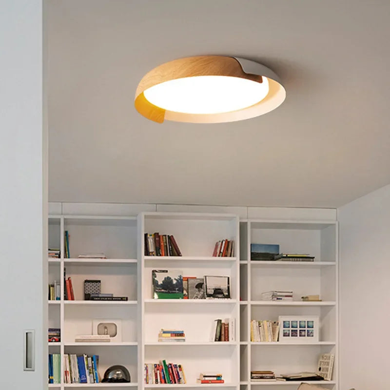 SANDYHA nordique Led ronde plafonnier Original Grain de bois éclairage chambre salon salle à manger étude décor à la maison Design Luminaire - vue 4 sur 13