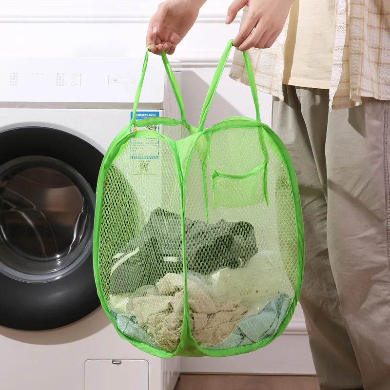 panier pliable pour tri de linge sale en maille - vue 3 sur 8