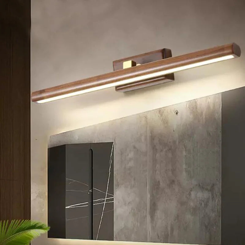 Nordique 40cm bois miroir avant lampe LED intérieur applique murale pour armoire salle de bain chevet lecture maison intérieur décor applique murale 6pa