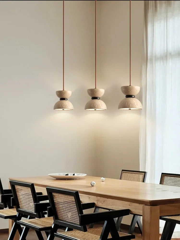 lampe de chevet en travertin style japonais wabi-sabi décoration moderne - vue 6 sur 7
