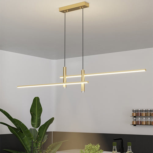 Lustre design LED minimaliste en barre métallique Sarno - vue 3 sur 12