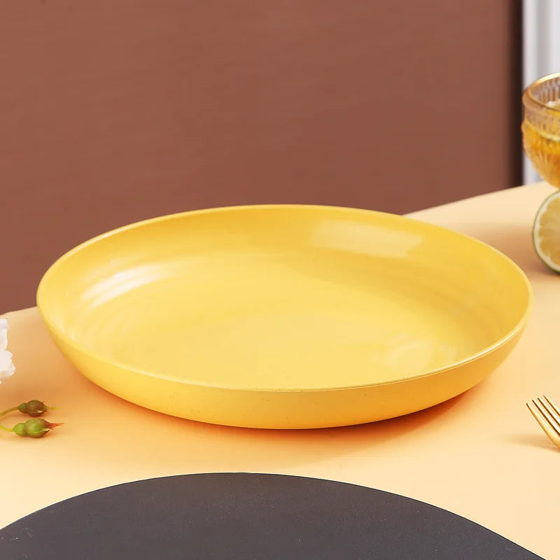 Ensemble 4 assiettes creuses plastique motif ble legeres