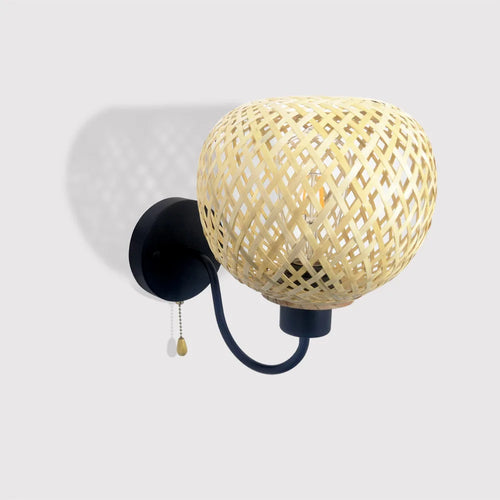 applique murale moderne en bambou tissé à la main avec interrupteur led - vue 7 sur 6