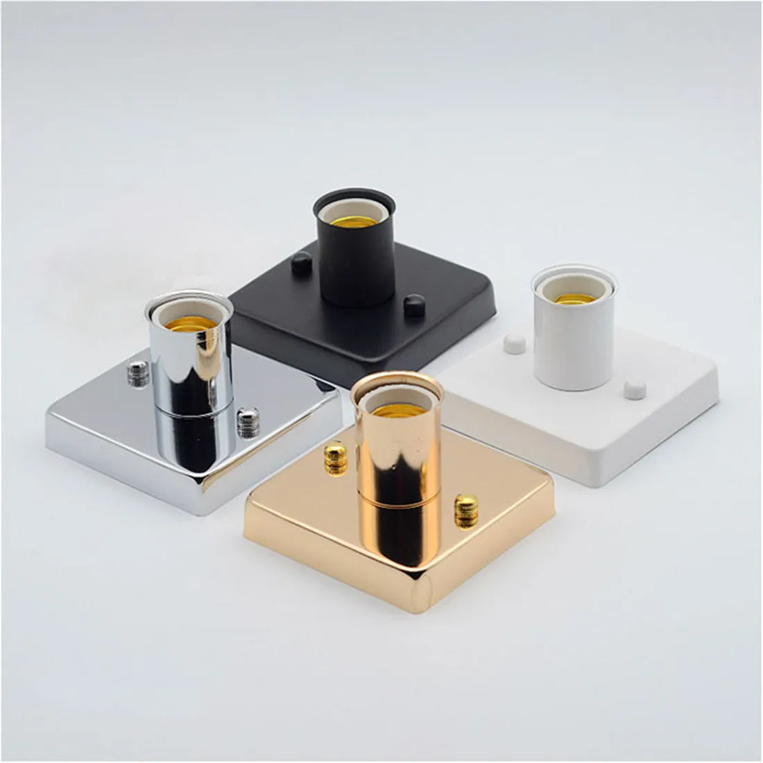 mini plafonnier carré encastré en céramique et métal doré - vue 2 sur 10