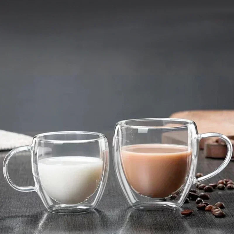 Mug verre borosilicate double paroi anse moderne resistant
