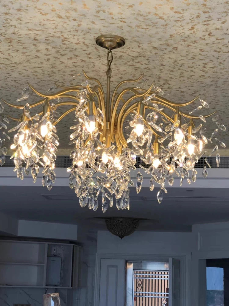 lustre en cristal rétro français style américain pour ambiance romantique - vue 4 sur 9
