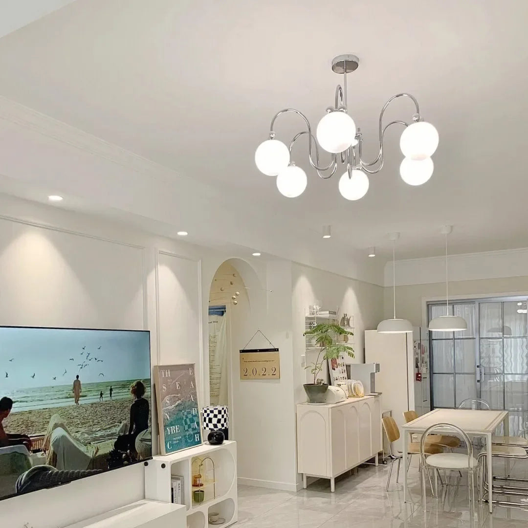 plafonnier led suspendu en forme d'arc romantique décoratif - vue 7 sur 12