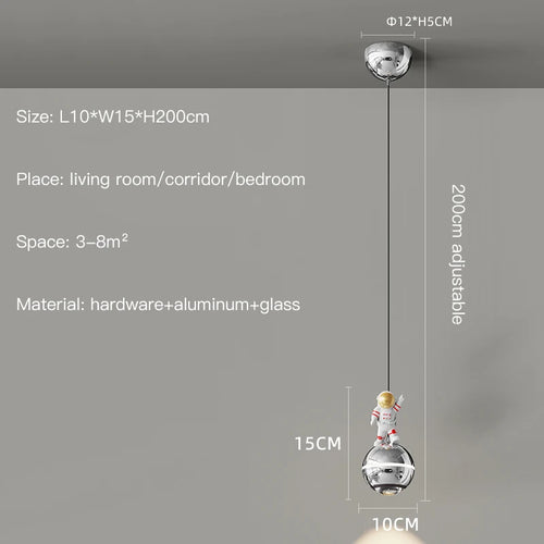 lustre moderne led design astronaute petites suspension - vue 19 sur 18