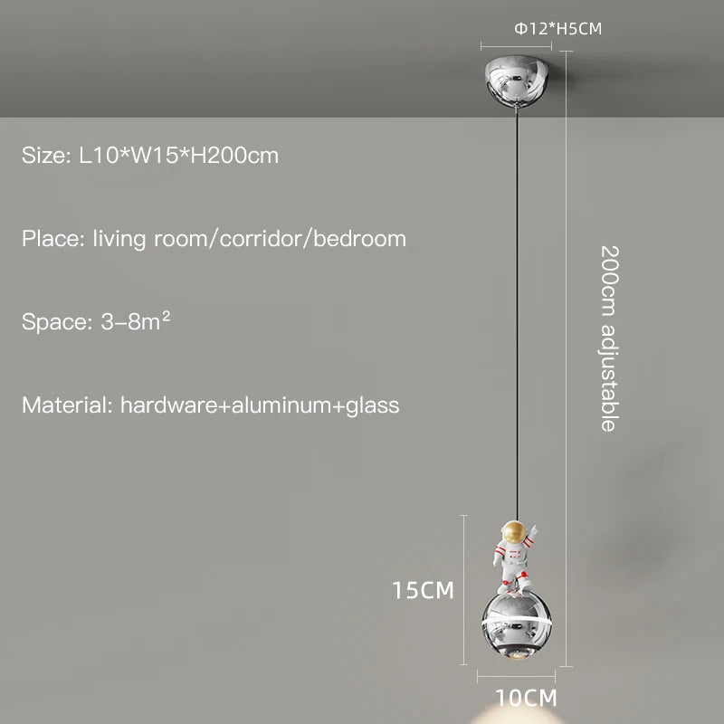 lustre moderne led design astronaute petites suspension - vue 18 sur 18