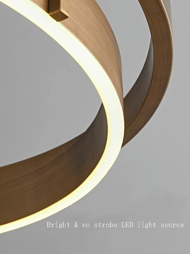 lustre nordique en bronze brossé avec suspension led - vue 5 sur 9
