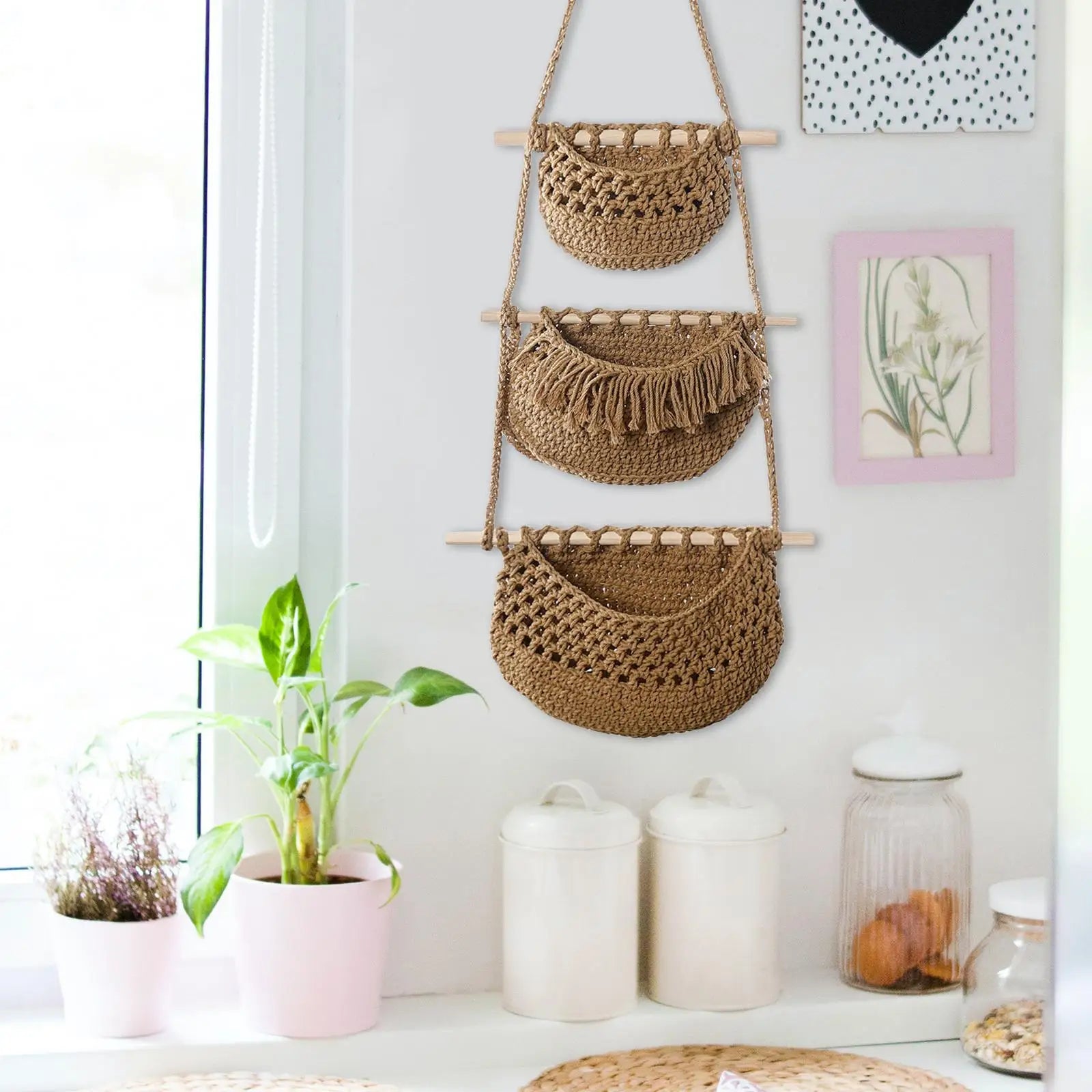 paniers suspendus boho pour fruits et légumes polyvalents - vue 9 sur 9