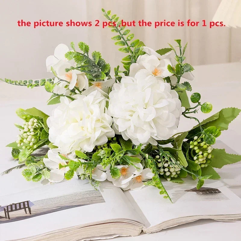 bouquet de chrysanthèmes en soie pour décoration de jardin - vue 9 sur 13
