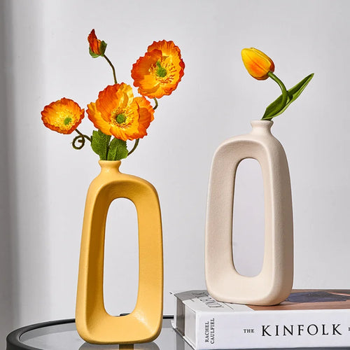 vase ajouré en céramique pour fleurs sèches et décoration intérieure - vue 2 sur 13