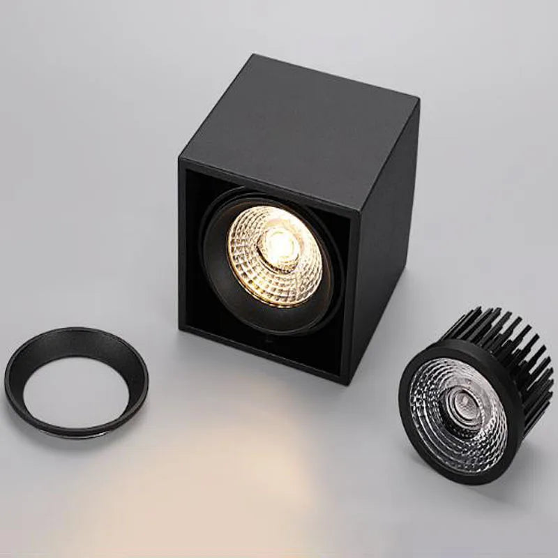 Spot Carré LED plaine COB plafond simple tête GU10 remplaçable - vue 7 sur 8