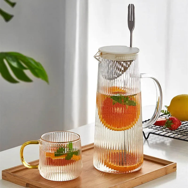 pichet en verre transparent résistant avec poignée design