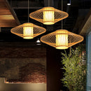 lustre en bambou tissage thé zen loft japonais éclairage intérieur