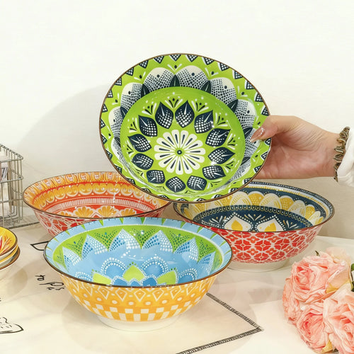 Bol céramique bohème motifs 20 cm soupe ramen