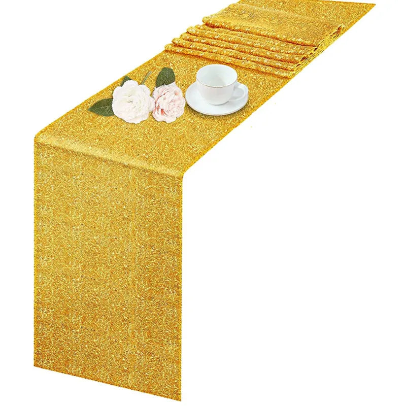 Chemin de table paillettes dorées argentées roses festif