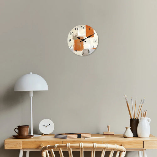 horloge murale moderne en bois motif abstrait silencieuse décorative - vue 7 sur 7