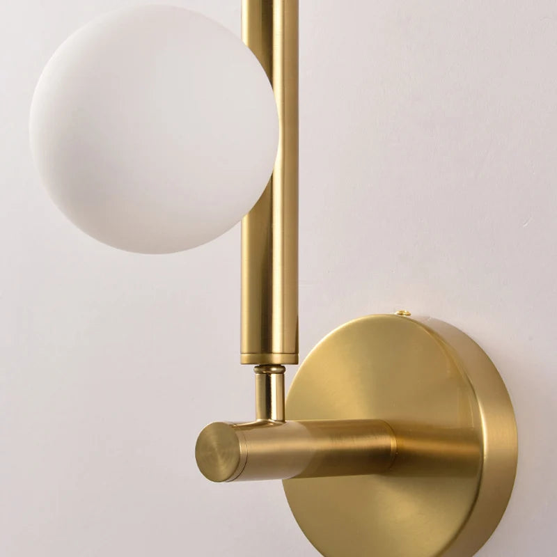 Appliques murales boule de verre blanc pour salon café chambre or noir perle applique murale salle de bain LED miroir lumière - vue 6 sur 8