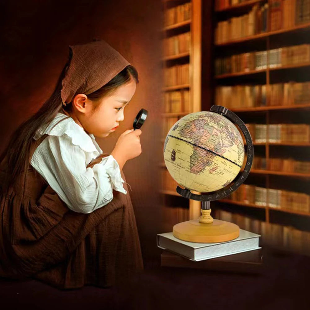 globe terrestre en bois pour décoration et fournitures scolaires - vue 6 sur 7