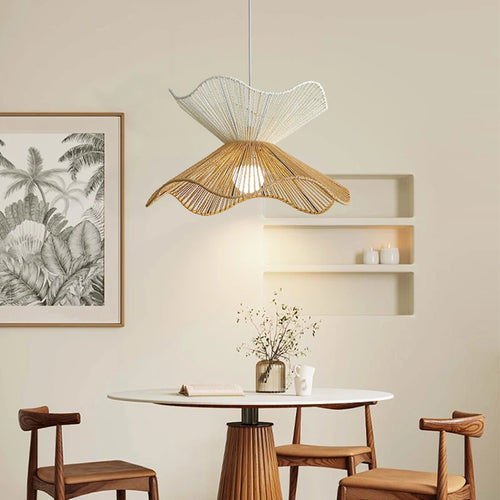 suspension japonaise tressée à la main luminaire décoratif en bois