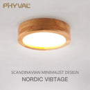 Plafonnier led design nordique en bois naturel montée en surface