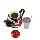 Théière céramique motif drapeau britannique infuseur inox