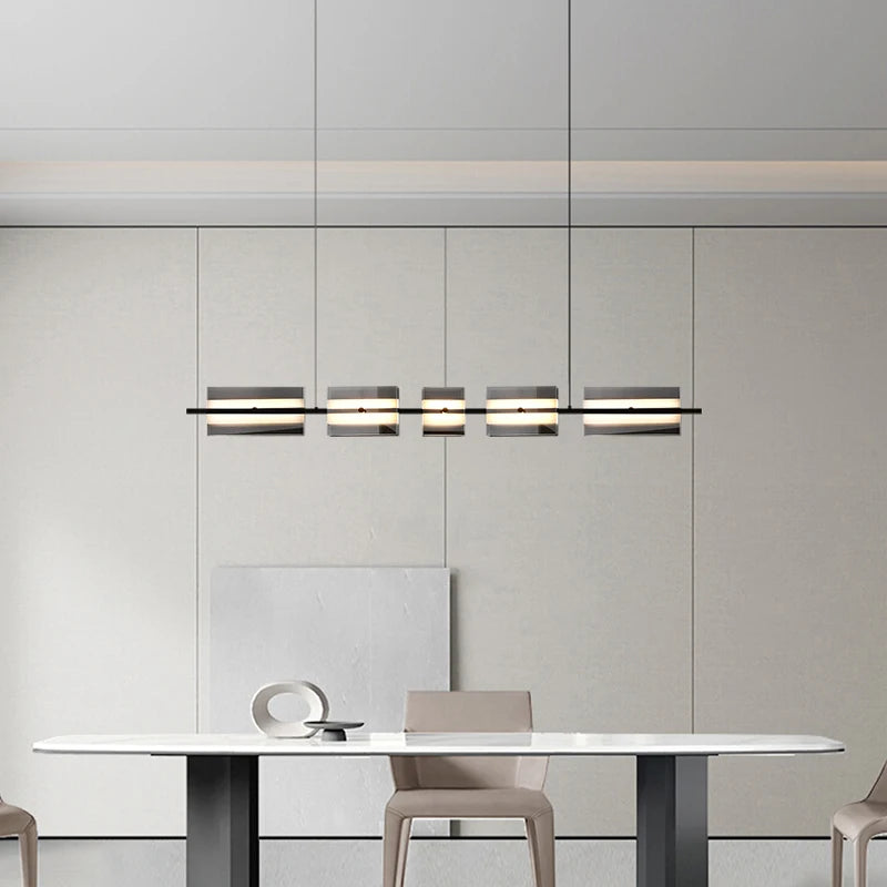 lustre minimaliste italien en cuivre et verre moderne - vue 4 sur 8