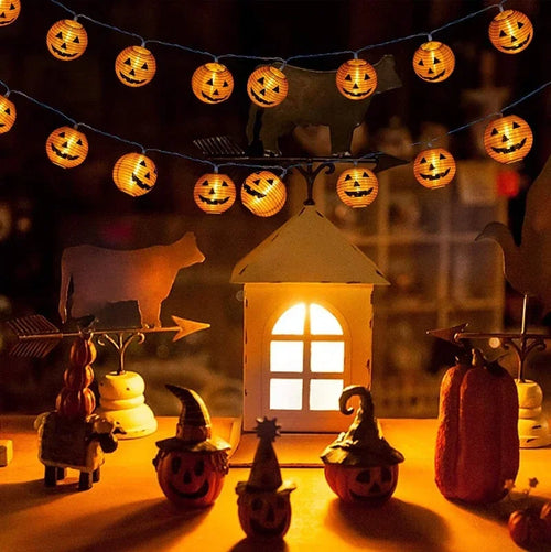 guirlande lumineuse citrouille pour décor halloween en intérieur extérieur - vue 6 sur 7