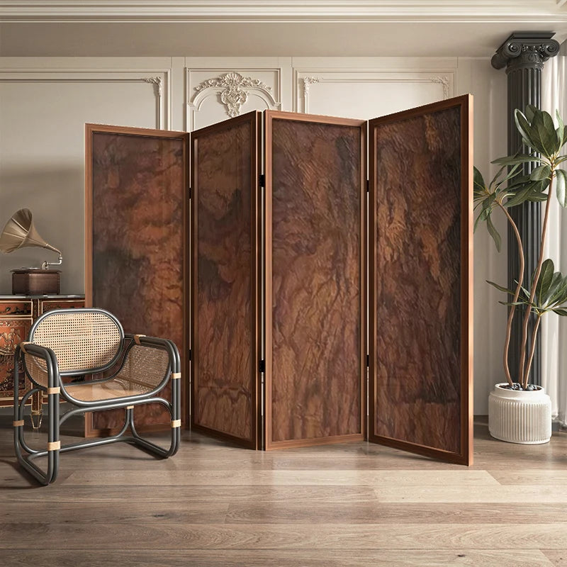 paravent en bois massif style médiéval wabi-sabi pliant décoratif - vue 4 sur 5