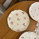 Assiette gateau ceramique style coreen motif floral artisanal