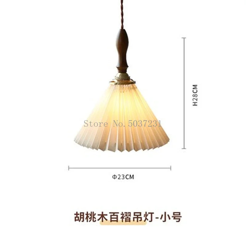 lustre plissé rétro japonais en noyer nordique pour intérieur - vue 14 sur 14