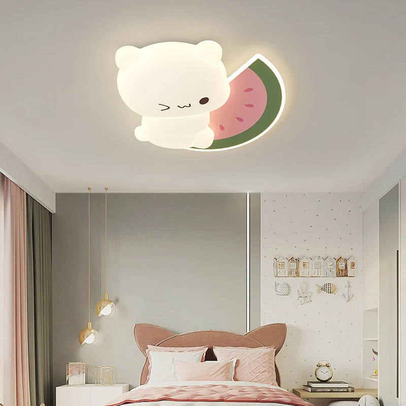 plafonnier led ours cartoon motif fruits pour enfants - vue 3 sur 12