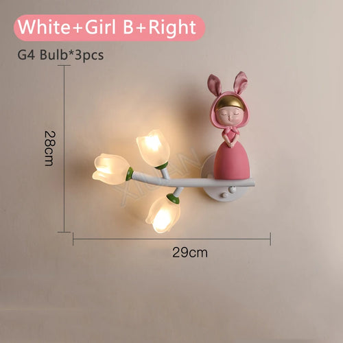 applique murale led g4 fille lapin fleur pour enfants - vue 21 sur 22