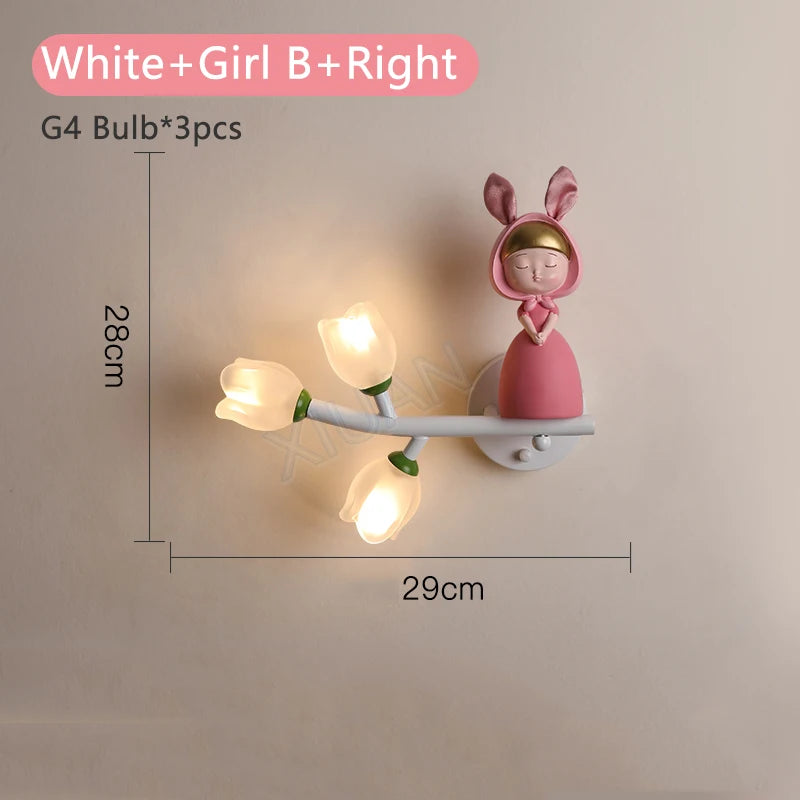 applique murale led g4 fille lapin fleur pour enfants - vue 20 sur 22