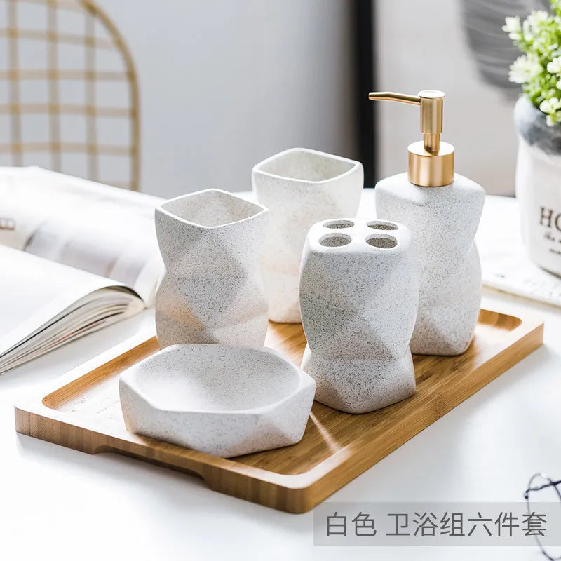 ensemble de céramique nordique pour salle de bain cadeau décoratif - vue 13 sur 15
