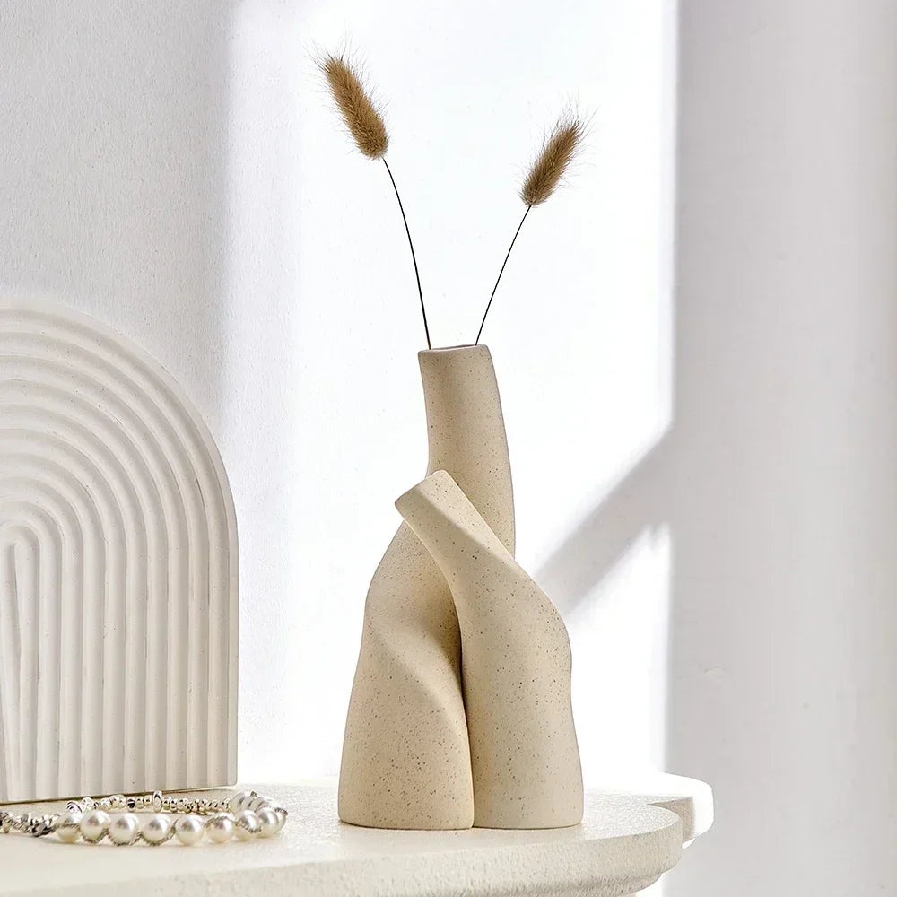 vase moderne en céramique givrée fait main pour fleurs séchées - vue 3 sur 8