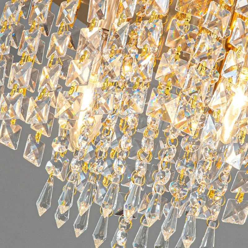 plafonnier led en bois style bohème moderne avec cristal élégant - vue 5 sur 20