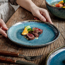 Assiette ceramique style retro texture flammee service table