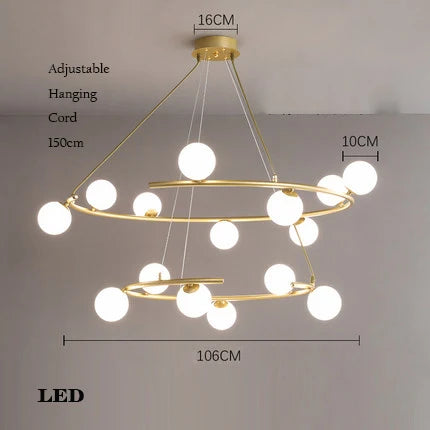 lustre créatif en fer et verre pour décoration élégante