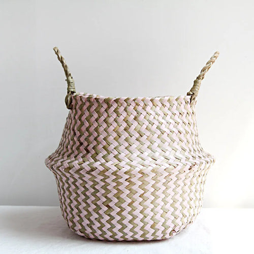 paniers de rangement en osier boho décor pliables fait main - vue 9 sur 8