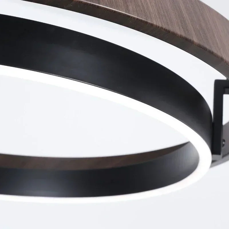 lustre moderne en bois avec éclairage led décoratif - vue 6 sur 7