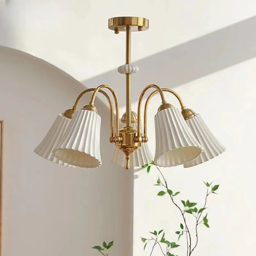 lustre rétro français en céramique et cuivre style américain design - vue 4 sur 13