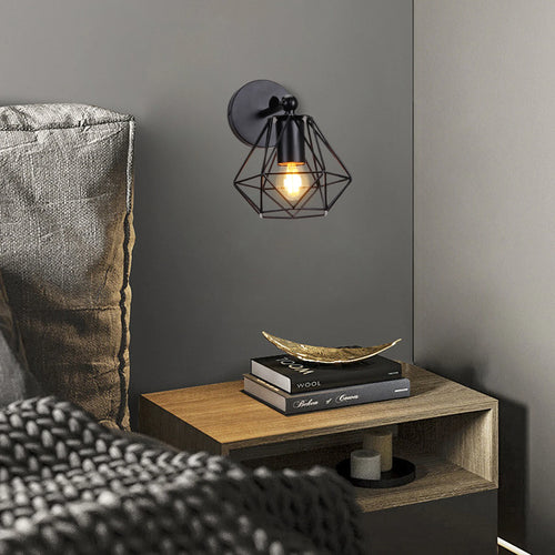 applique murale loft industriel led vintage cage abat-jour - vue 2 sur 10