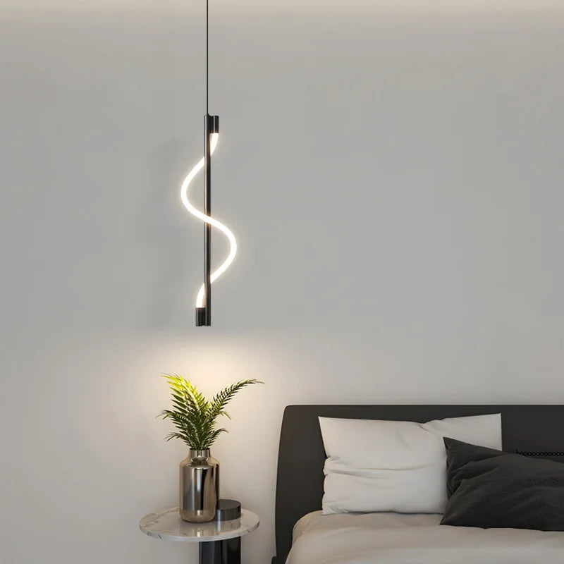 suspension en spirale luxe avec télécommande gradation led - vue 6 sur 8